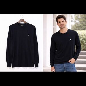 Polo Ralph Lauren Black Long Sleeve Shirt Classic Logo Tee M